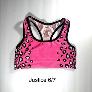 Justice Pink Animal Print Sports Bra